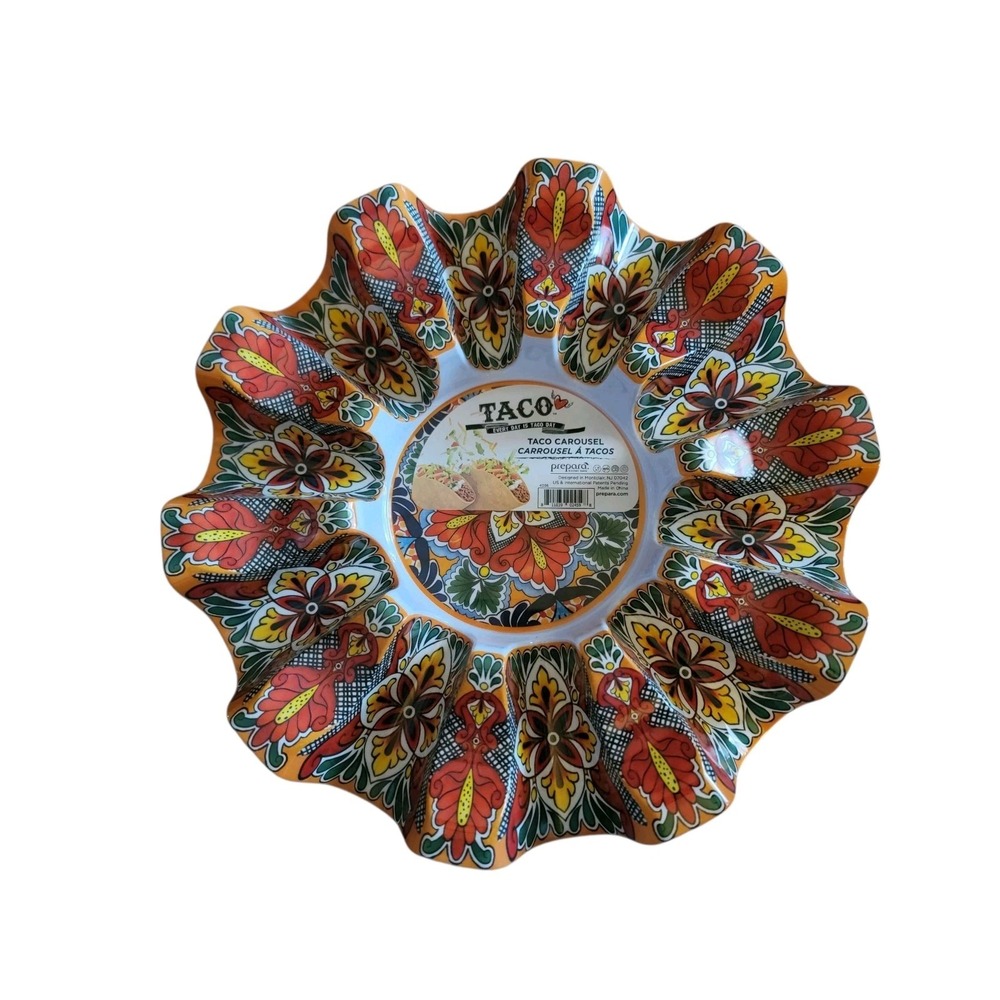 New Taco Carousel Mexican Dish Holder Platter 12" Diameter